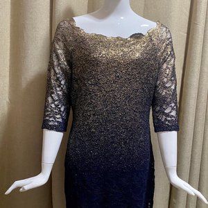 Marina - Ladies Two Toned Gold and Navy Blue Lace